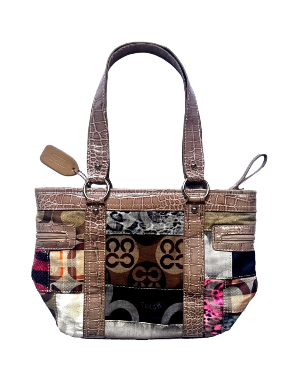 Coach Vintage Holiday Patchwork Tote Bag Purse